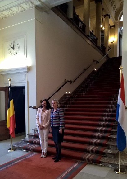 Eerste Kamervoorzitter Ankie Broekers-Knol met Senaatsvoorzitter Christine Defraigne 