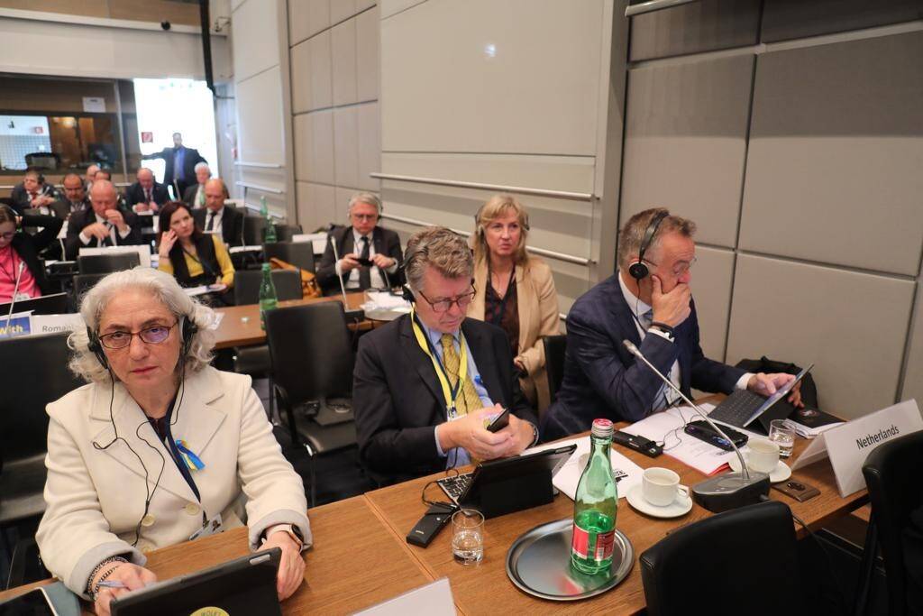 De Nederlandse delegatie, van links naar rechts: Farah Karimi (GroenLinks, Boris Dittrich (D66), Arda Gerkens (SP) en Toine Beukering (Fractie-Nanninga)