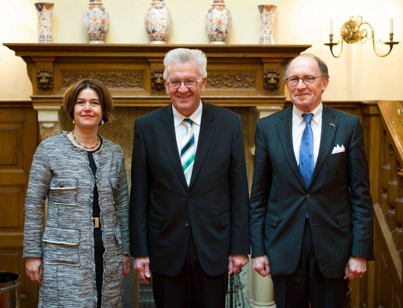 Portretfoto van Voorzitters bij ontvangst Voorzitter Duitse Bondsraad 