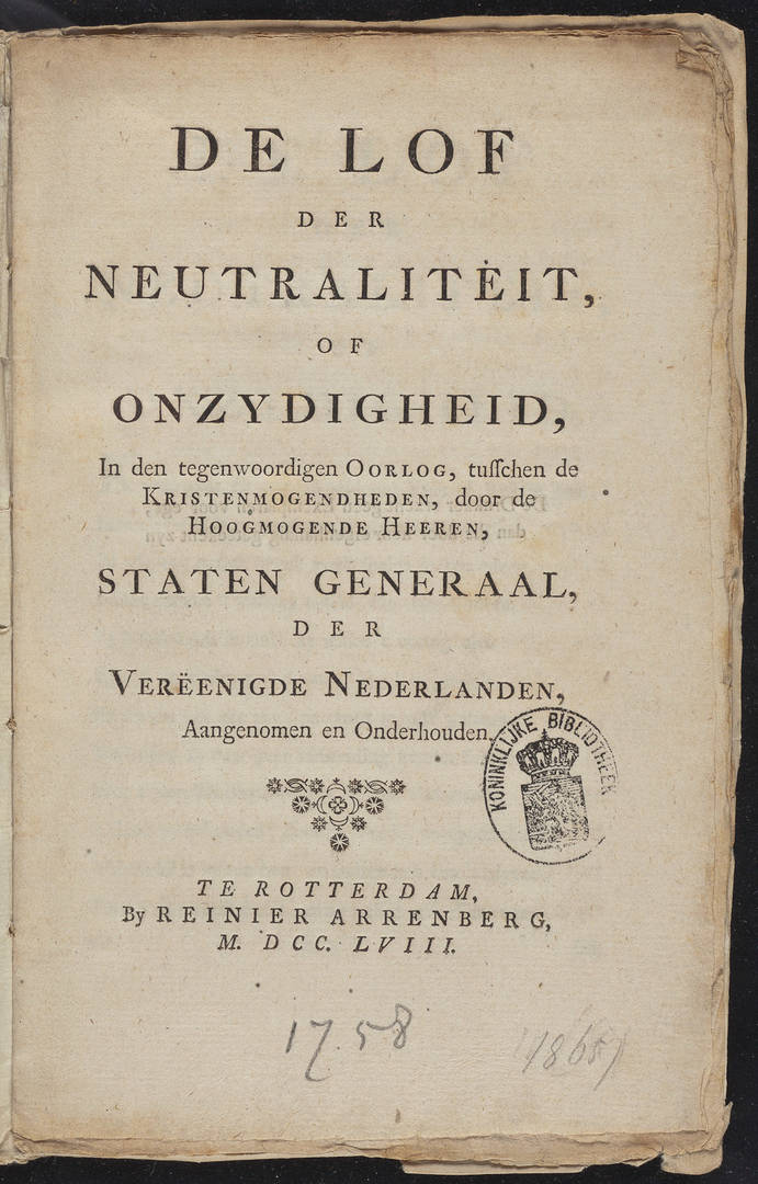 Neutraliteitsverklaring Staten-Generaal tijdens Zevenjarige oorlog (1756-1763)