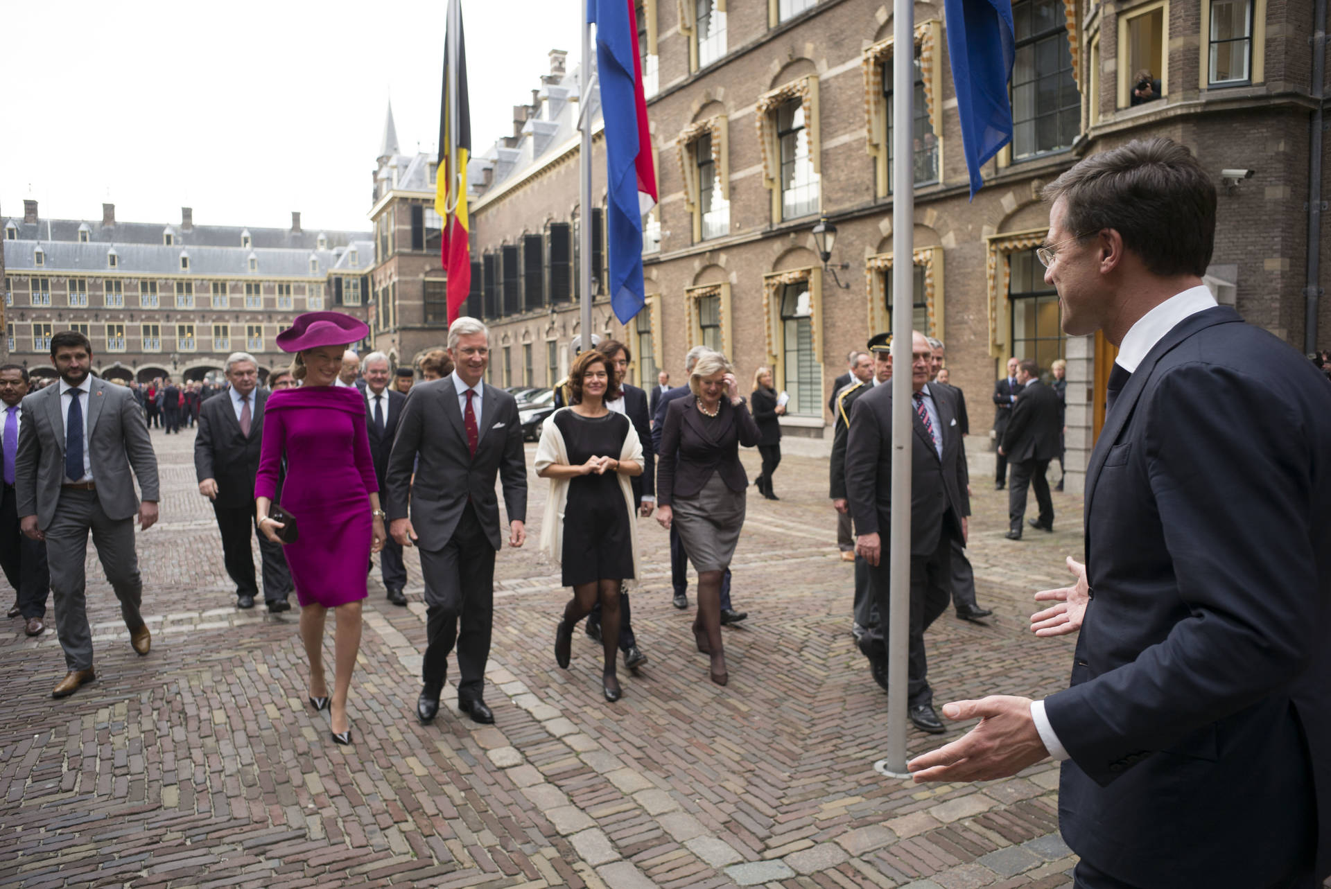 Koning Filip en Koningin Mathilde worden ontvangen door Minister-President Rutte 