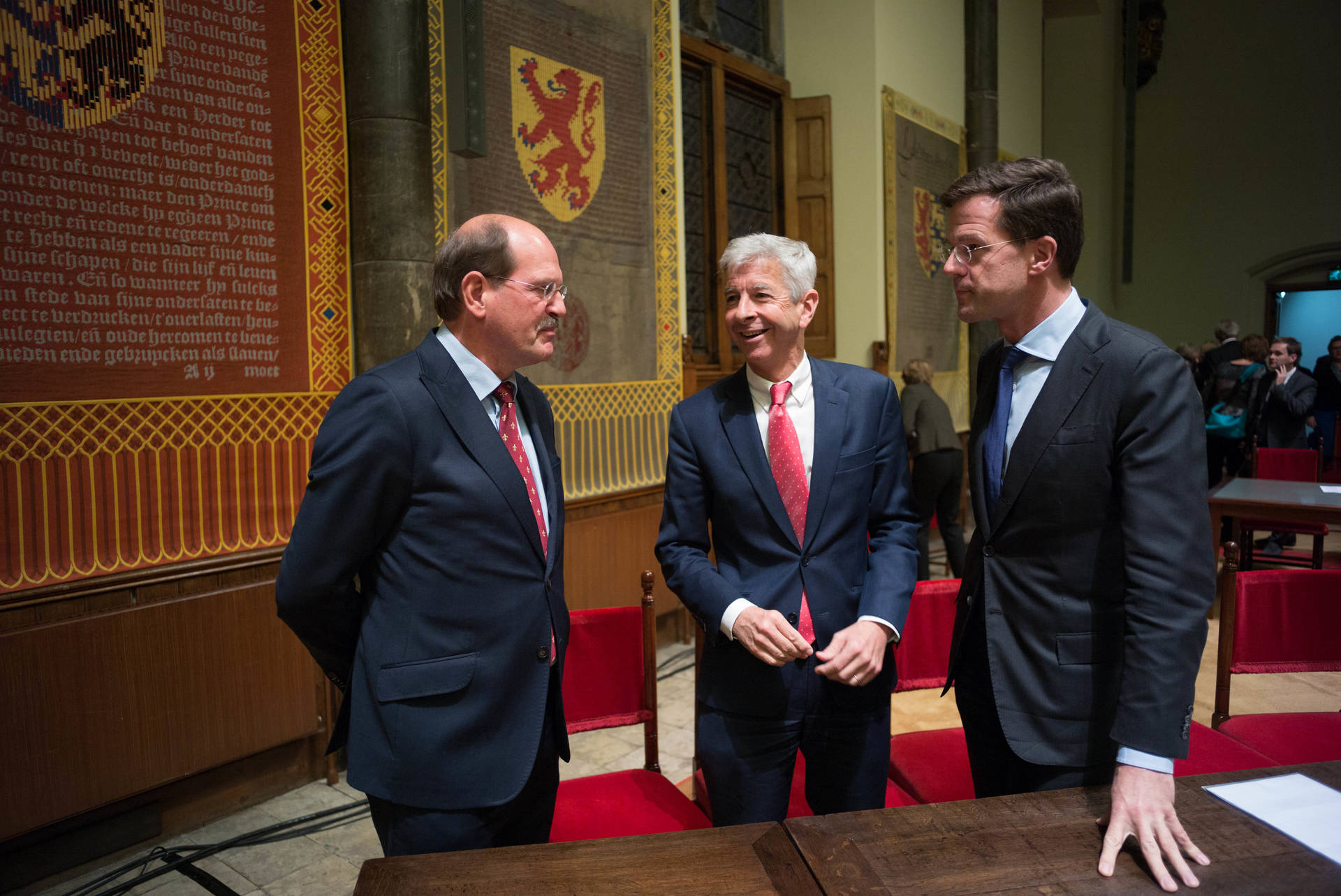 Commissievoorzitter Engels met Minister Plasterk en Minister-President Rutte