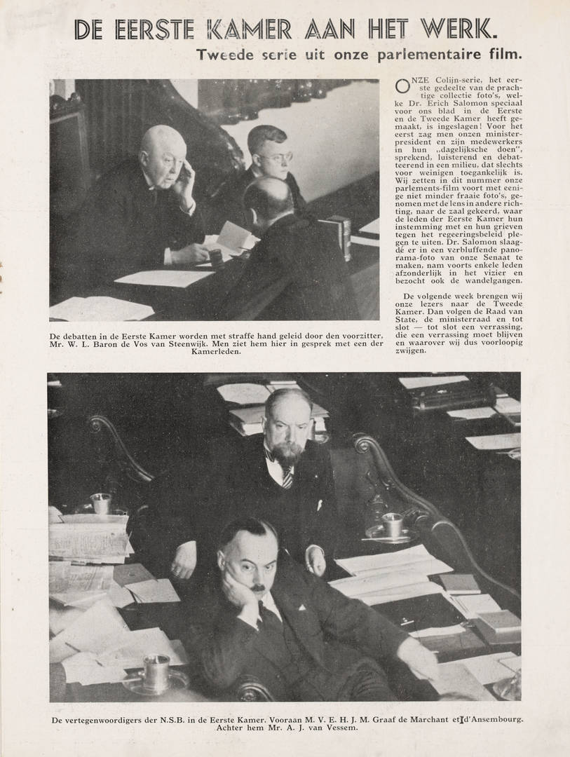 (Afbeelding 1) Bewaker en uitdager van het decorum van de Senaat. Foto Erich Salomon, in: Het Leven, 29 feb. 1936.