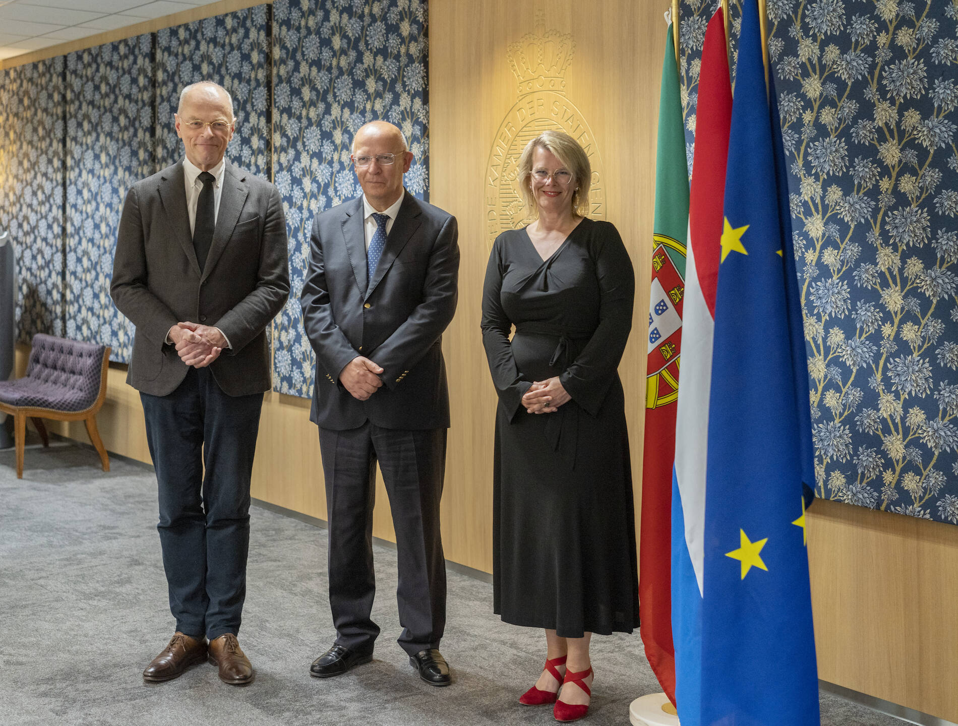 Met Eerste Kamervoorzitter Jan Anthonie Bruijn (links) en Roelien Kamminga, Ondervoorzitter van de Tweede Kamer