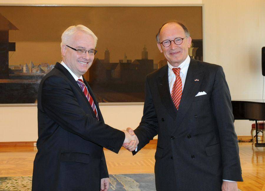 Ontmoeting Ivo Josipovic, President van Kroatie, met Fred de Graaf, Voorzitter Eerste Kamer